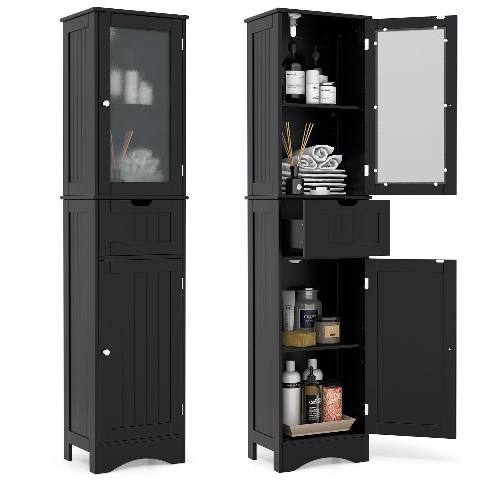 Tangkula 67" Tall Bathroom Cabinet, Narrow Storage Organizer